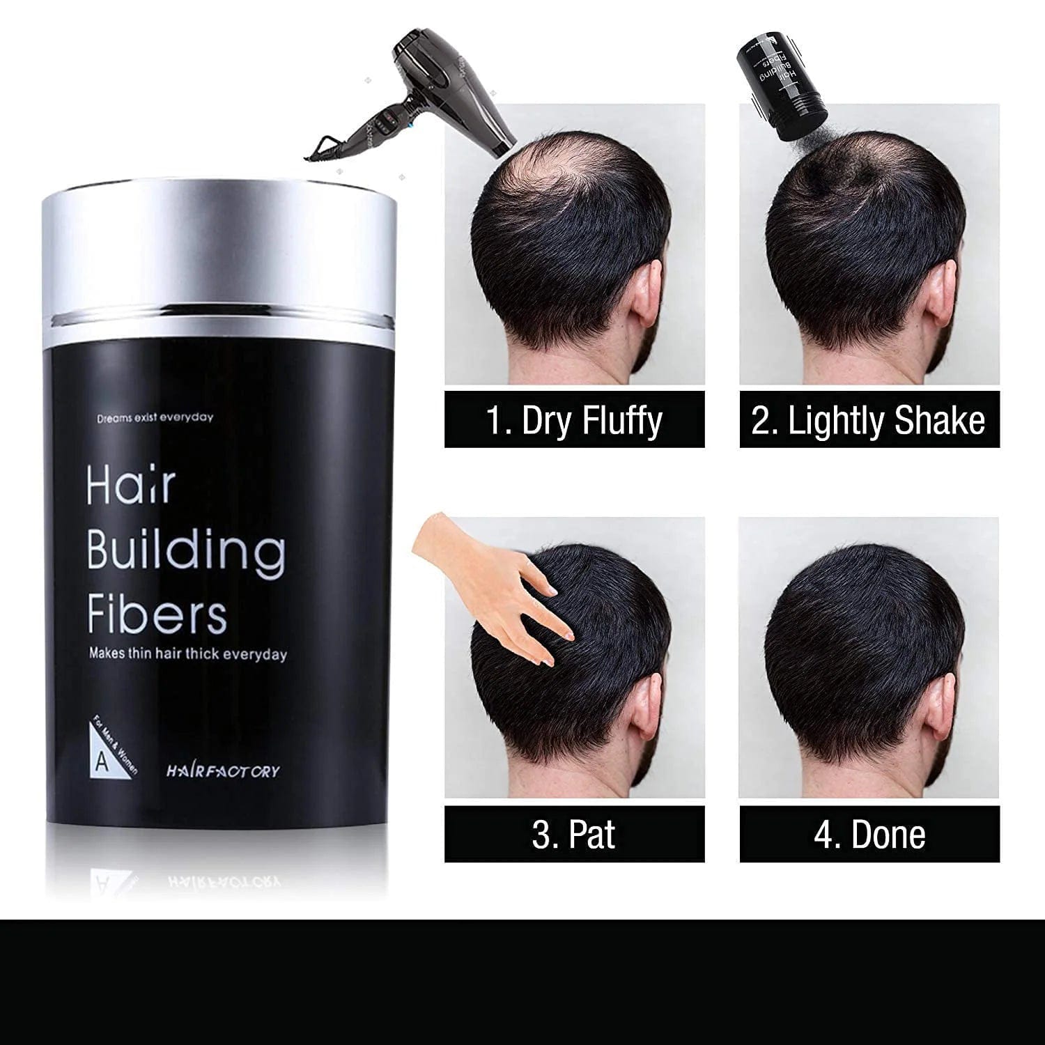 Hair Building Fiber – Instant Thick, Full & Natural-Looking Hair